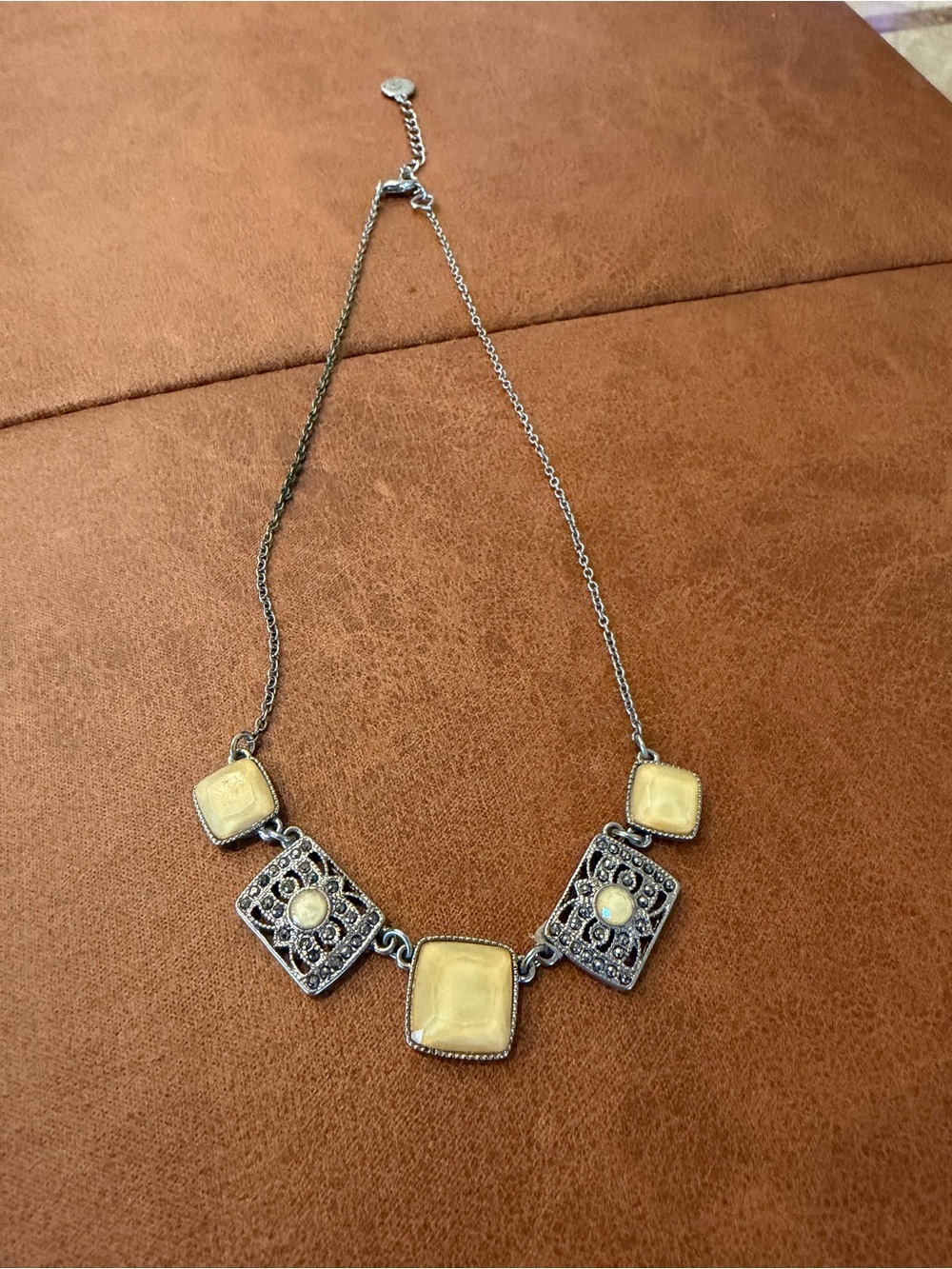 Yellow Stone Silver-Tone Statement Necklace - Women Jewelry
